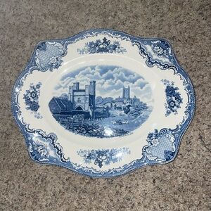 Vintage Johnson Bros Old Britain Castle Blue Large Tray 14 x 11.5”